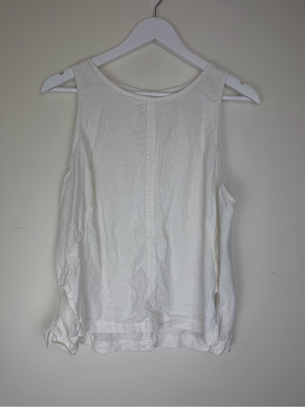 Max Studio London White Linen Blend Tank Blouse XL